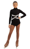 IceDress Figure Skating Dress - Thermal - Jackson 2 (Black with Silver and Black Lycra) 4th view