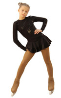 IceDress Figure Skating Dress - Thermal - Serpentine (Black with Black Lycra)