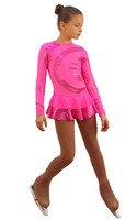 IceDress Figure Skating Dress - Thermal - Serpentine (Hot Pink with Lycra)