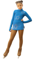 IceDress Figure Skating Dress - Thermal - Super Star (Blue with Rhinestones)