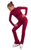 IceDress Figure Skating Overalls - Thermal - Style (Bordeaux with Velvet Trim) 2nd view