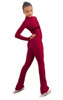 IceDress Figure Skating Overalls - Thermal - Style (Bordeaux with Velvet Trim) 3rd view