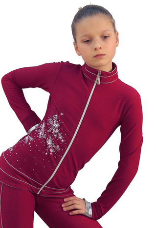 IceDress Figure Skating Outfit - Thermal - Shine (Bordeaux with Silver) 2nd view