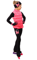 IceDress Figure Skating Outfit - Thermal - Velvet Butterfly with Vest (Coral)