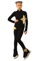 IceDress Figure Skating Outfit - Thermal - Little Star (Black with Gold)