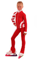 IceDress Figure Skating Outfit - Thermal - Cross-Roll (Red with White)