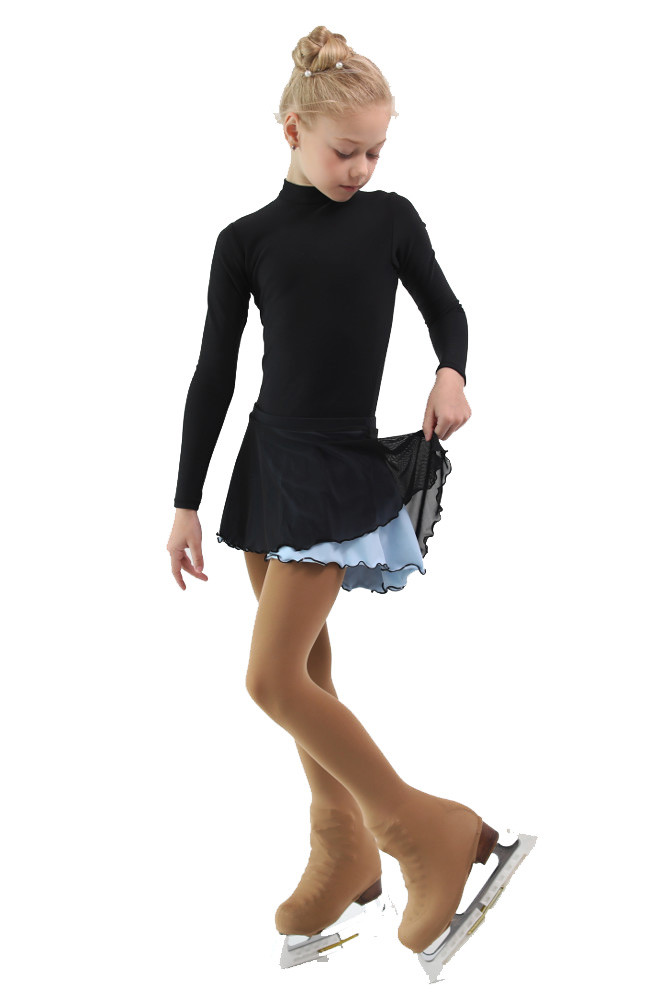 IceDress Figure Skating Skirts Harmony (Black with Pearl Blue )