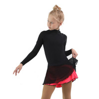 IceDress - Figure Skating Skirts - Harmony (Black with Hot Coral )
