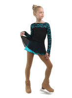 IceDress Figure Skating Dress - Thermal - Harmony (Black with Turquoise)