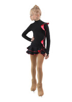 IceDress Figure Skating Dress - Thermal - Flamenco (Black with Hot Coral)