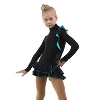 IceDress Figure Skating Dress - Thermal - Flamenco (Black with Turquoise)