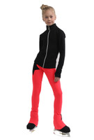 IceDress Figure Skating Pants - Thermal - Disco Dance (Black with Hot Coral)