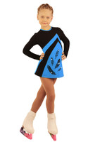 IceDress Figure Skating Dress - Thermal - Velvet (Black with Blue, Feathers)