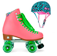 Moxi Combo Set - Beach Bunny Roller Skate (Watermelon) & Helmet (Leo)