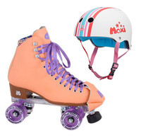 Moxi Combo Set - Beach Bunny Roller Skate (Peach Blanket ) & Helmet (Stripey)