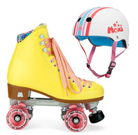 Moxi Combo Set - Beach Bunny Roller Skate (Strawberry Lemonade) & Helmet (Stripey)