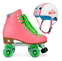 Moxi Combo Set - Beach Bunny Roller Skate (Watermelon) & Helmet (Stripey)