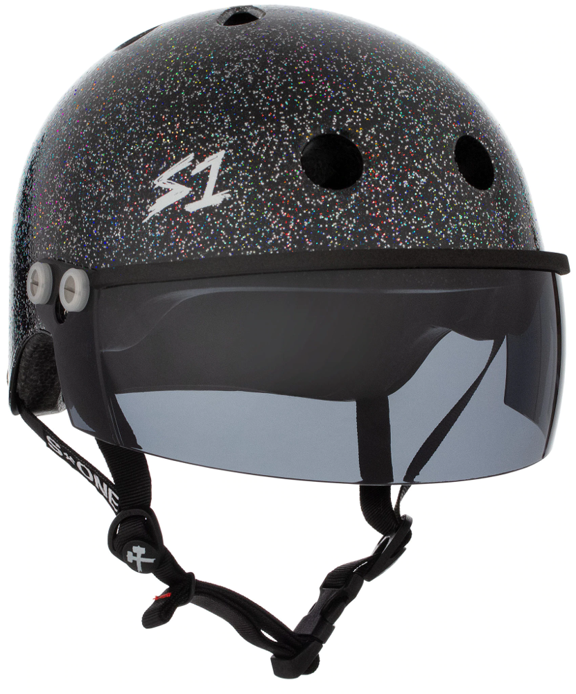 Black Gloss Glitter S1 Lifer Helmet Skateboarding & Longboarding