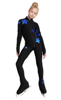 IceDress Figure Skating Outfit - Thermal - Star Sky  (Black with Cornflower Blue)