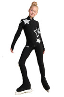 IceDress Figure Skating Pants - Thermal - Star Sky  (Black with Silver)
