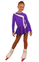 IceDress Figure Skating Dress - Thermal - Bows 2 (Purple with White)