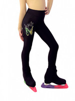 IceDress Figure Skating Thermal Pants - "Butterfly" with colored applique (Black)
