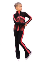 IceDress Figure Skating Outfit - Thermal - Jump (Black with Coral stripes)