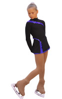 IceDress Figure Skating Dress-Thermal -  Lasso(Black with Cornflower)