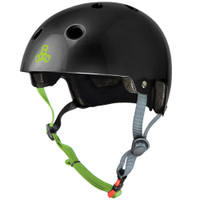 Triple Eight Dual Certified Rollerskating Helmet - Black Glossy with Zest