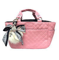 Kami-So Ice Skating Rink Tote -  (Baby Pink) with Bow Keychain (White)