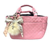 Kami-So Ice Skating Rink Tote -  (Baby Pink) with Bow Keychain (Beige)