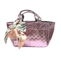 Kami-So Ice Skating Rink Tote -  (Metal Rose) with Bow Keychain  (Pink)