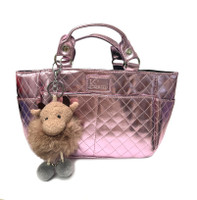 Kami-So Ice Skating Rink Tote -  (Metal Rose) with Sassy Skater Keychain (Rose Taupe)