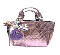 Kami-So Ice Skating Rink Tote -  (Metal Rose) with Bow Keychain (Purple)