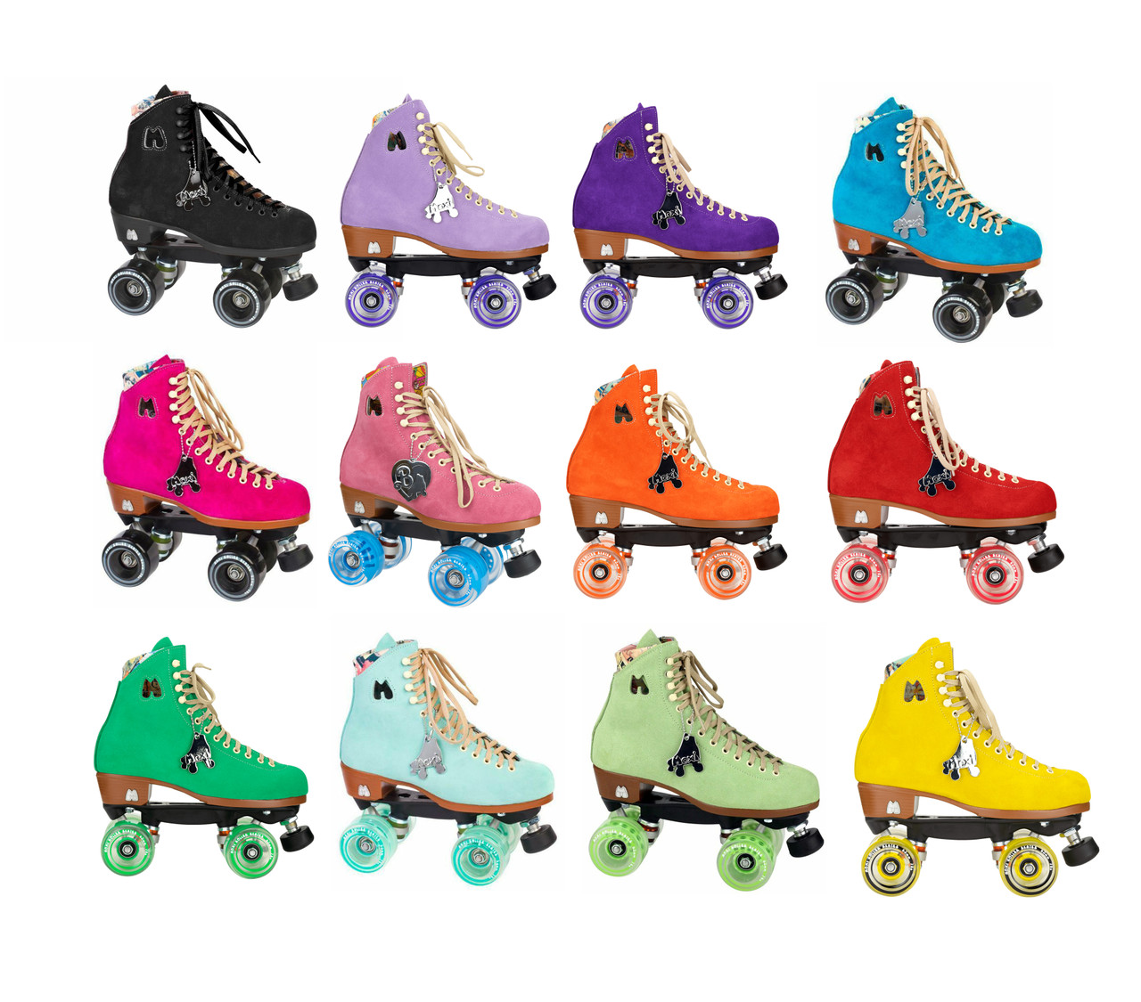 New Set of 8Moxi  Gummy Outdoor Roller Skate Wheels Black Smoke 