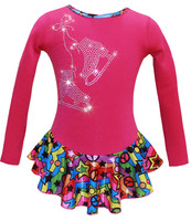 Pink "Peace & Stars" Ice Skating Dress with "Pair of Skates" design