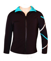 Criss Cross  Poly/Spandex Ice Skating Jacket  Silver/Turquoise  XJ122