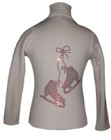 White ice Skating Jacket with "Pair of skates" red crystal rhinestone applique 2nd view