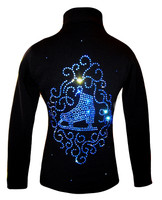 Black Jacket with blue crystals "Skate & Ornament" applique