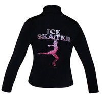 Closeout Poly/Spandex Ice skating jacket with Pink Ombre "Ice Skater" Metallic Studs Design