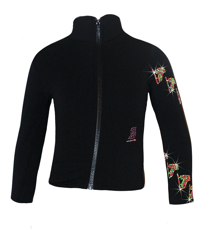 Ice Skating Jacket with "Neon Spiral Skates" Rhinestones Design
