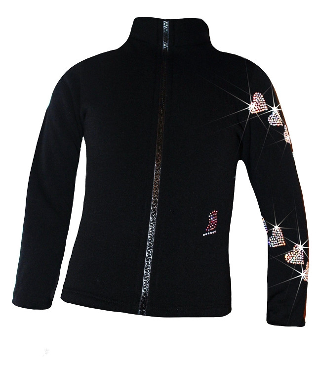 Ice Skating Jacket with "Spiral Hearts" Rhinestones Design