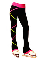 Criss Cross Poly Spandex Ice Skating Pants Pink/Lime XP111