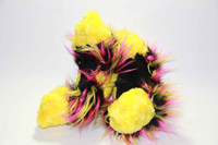 Figure Skating Fuzzy Soakers -CF26 - Yellow Fuzzy Fur with Hot Pink, Yellow and Black Crazy Fur