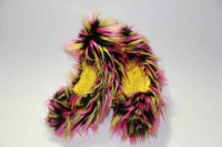 Figure Skating Fuzzy Soakers -CF28 - Black, Yellow and Hot Pink Crazy Fur