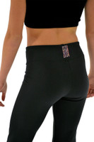 ChloeNoel P622F All Black 3" Waist Band Light Weight Fleece Figure Skating Pants with Swarovski Crystal Blocks