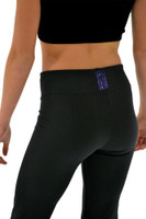 ChloeNoel P622F All Black 3" Waist Band Light Weight Fleece Figure Skating Pants with  Purple Swarovski Crystal Blocks