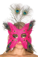 Hot Pink Peacock Feather Mask