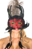 Red and Black Feather Mask