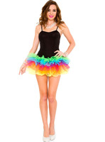 Rainbow Bottom Black Tutu Mini Dress